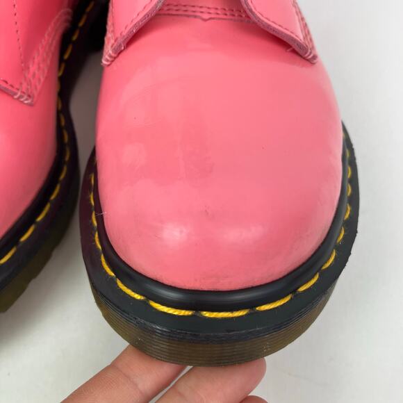 Dr Martens Wmns Sz 9 1460W Bubblegum Pink Patent Lether 8-eye Lace-up Boots - Picture 5 of 16